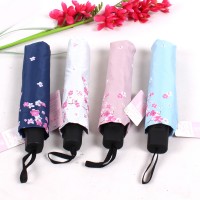 UV protect 3-folded  Fantastic Sakura umbrella with black coating