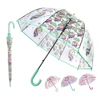 Clear Bubble Umbrellas Transparent Dome Auto Open Windproof Umbrella For Kids