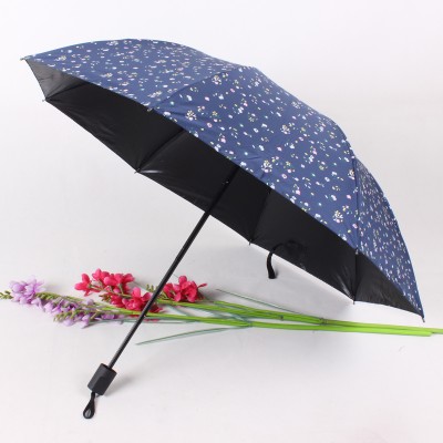 small flower design parasols umbrella chromatic folding mini umbrella with black coating