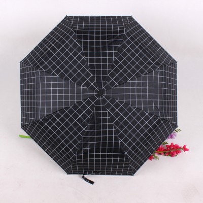 popular plaid pattern unisex 3 fold parasol UV umbrella with fashion handle