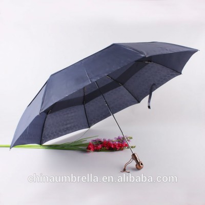 fashion  handle double cloth 3folded umbrella fiber frame full auto sun protection