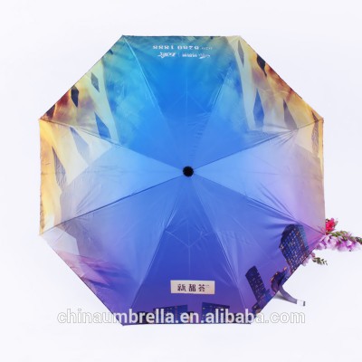 21*8K 3 folded full automatic umbrella black coating with digital printing